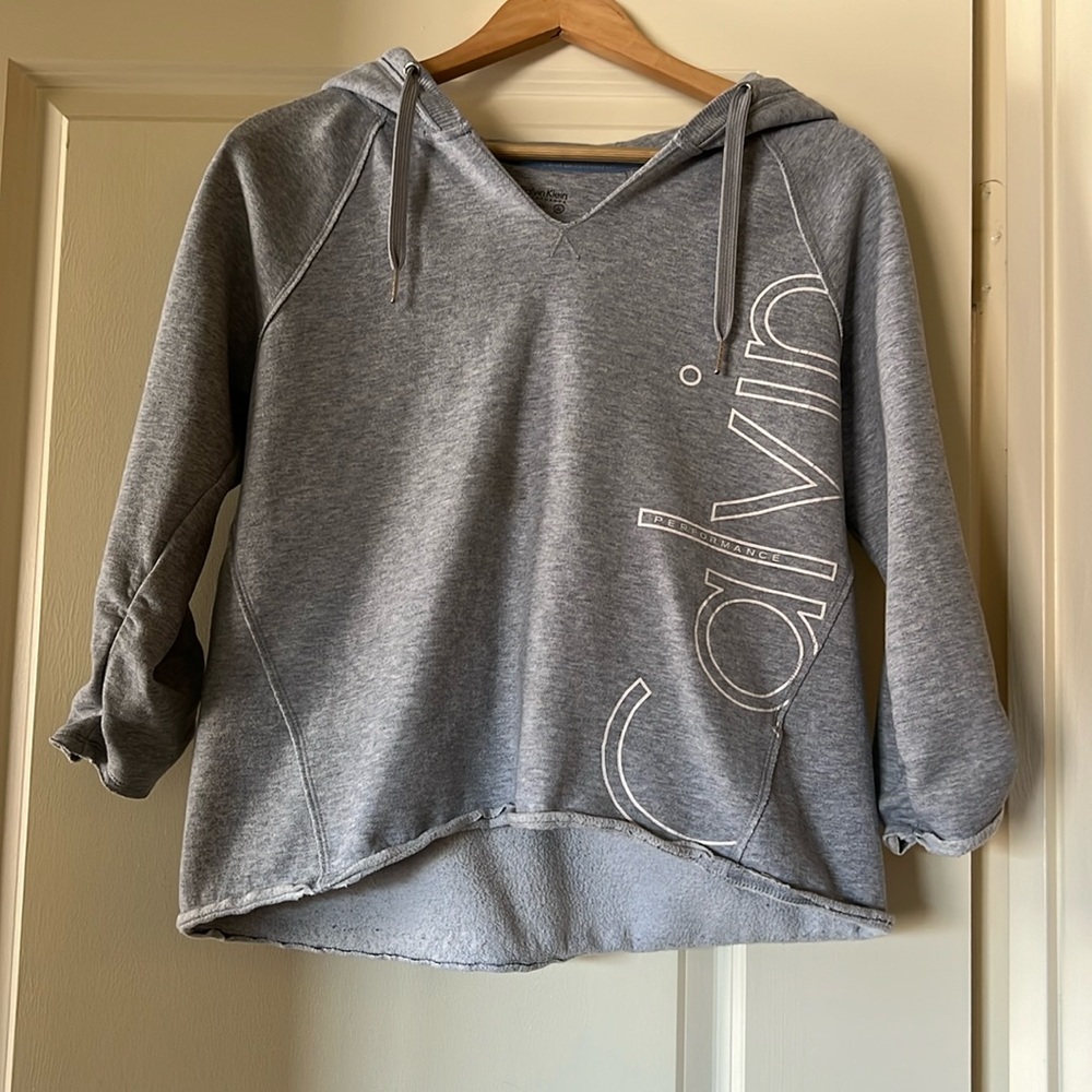 Calvin Klein grey hemmed hoodie size medium